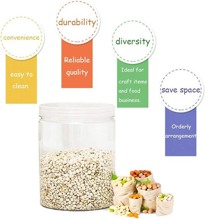 15 Pack 6oz Clear Plastic Jars Wide-mouth Storage Containers,Refillable Empty Containers for Dry Food,Dried Fruit,Seasoning and Honey Storage - Image 4