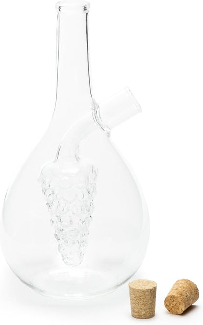 Fox Run Grape Motif Oil and Vinegar Cruet Dispenser Bottle, Clear Borosilicate Glass, Grapes