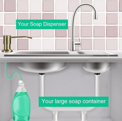 Soap Dispenser for Kitchen Sink, Built in Sink Soap Dispenser, Countertop Soap Dispenser Pump with 47" Extension Tube kit, No Need to Fill Little Bottle Again, Golden - Image 3