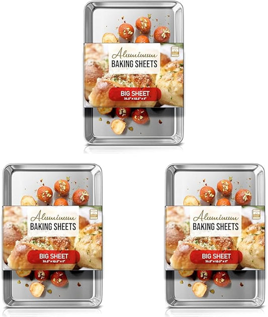 Eatex Aluminum Baking Sheet, Steel Cookie Sheet, 21' x 15' Large Baking Pan, Warp Resistant Non-Stick Sheet Pans by Eatex