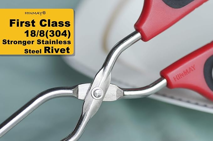 HINMAY Stainless Steel Scissor Tongs with Comfort-Grip Handle 10-Inch - Image 4