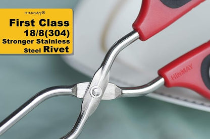 HINMAY Stainless Steel Scissor Tongs with Comfort-Grip Handle 10-Inch - Image 4