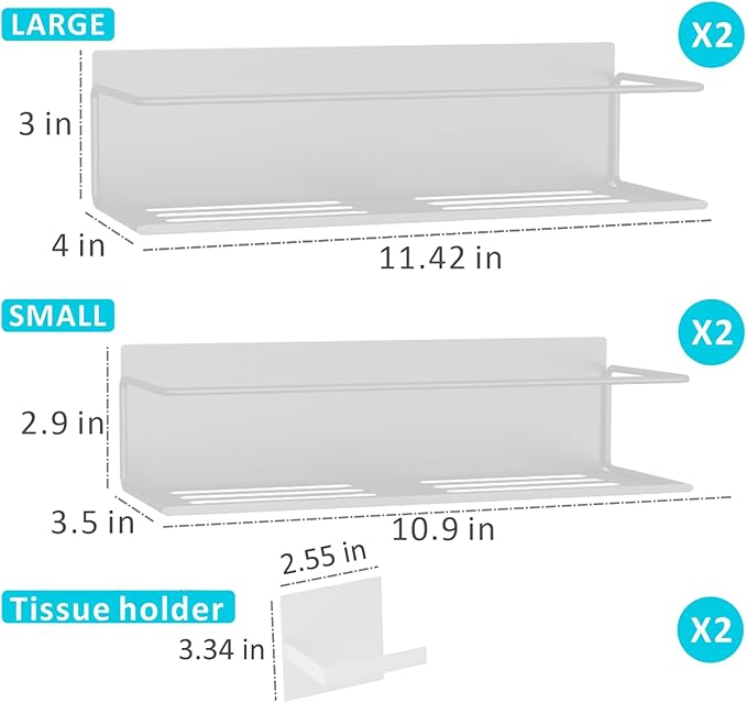Magnetic Spice Rack For Refrigerator, Space Saving Magnetic Shelf For Fridge White 4 Pack With Magnetic Paper Towel Holder - Image 2