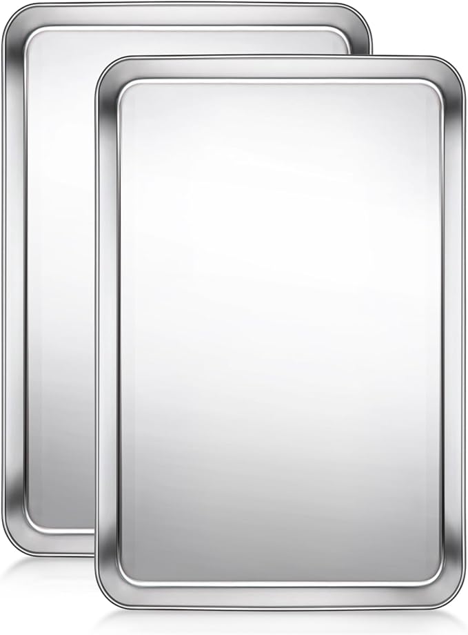 Terlulu Baking Sheet, Cookie Sheet, Stainless Steel Baking Pan, 2 Piece-17.3''x 12.3'' x 1'', Half Sheet Pan for Oven, Baking Tray for Baking&Roasting, Nonstick&Nontoxic&Easy Clean by Terlulu
