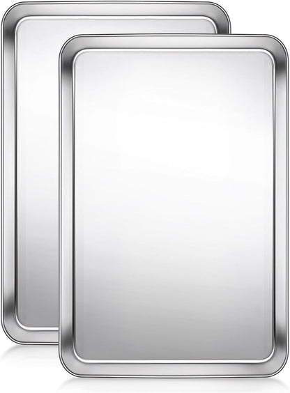 Terlulu Baking Sheet, Cookie Sheet, Stainless Steel Baking Pan, 2 Piece-17.3''x 12.3'' x 1'', Half Sheet Pan for Oven, Baking Tray for Baking&Roasting, Nonstick&Nontoxic&Easy Clean by Terlulu