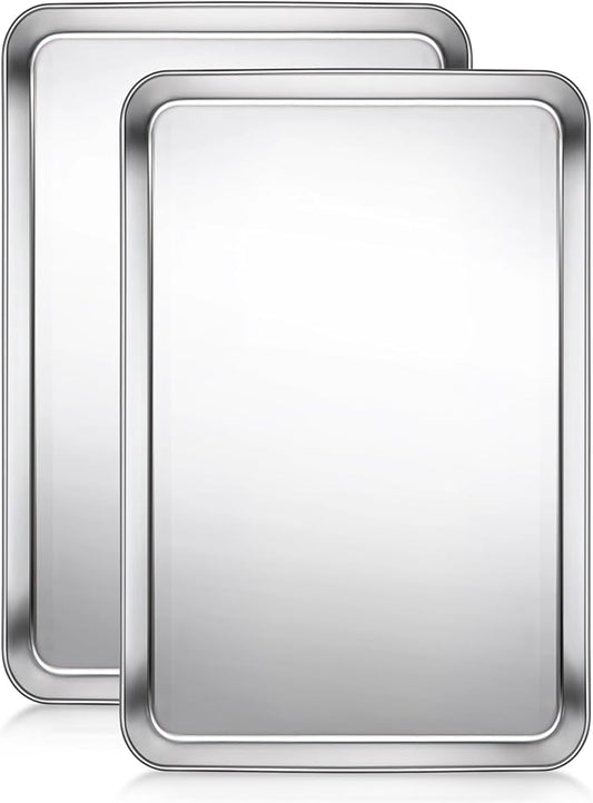 Terlulu Baking Sheet, Cookie Sheet, Stainless Steel Baking Pan, 2 Piece-17.3''x 12.3'' x 1'', Half Sheet Pan for Oven, Baking Tray for Baking&Roasting, Nonstick&Nontoxic&Easy Clean by Terlulu