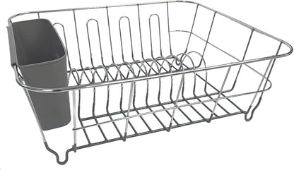 Dish Drying Rack & Cutlery Holder 2 Piece Set ✅ Compact Sink-Fitting Dish Drainer with Rubberized Undercoating ✅ Space-Saving Kitchen Organizer for Plates, Cups, Bowls & Utensils In Sink, Dark Gray by SweetHomeCollection