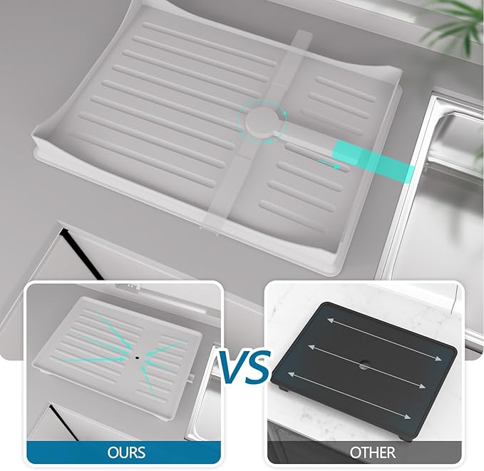 B-Land Dish Drying Rack: 2 Tier Dish Racks for Kitchen Counter - Large Rust Proof Dish Drying Rack with Aluminum - Detachable Dish Drainer Organizer with Utensil Holders Drainboard Silver - Image 3
