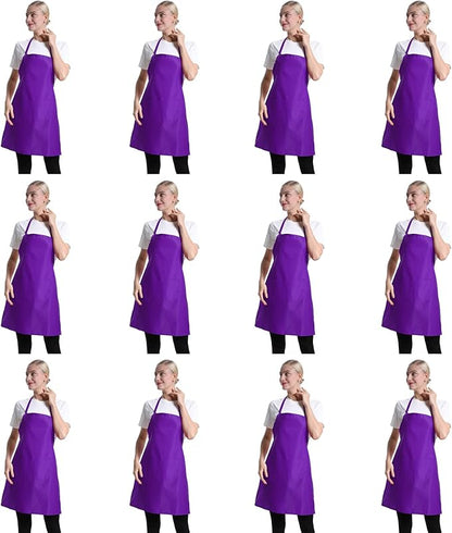 12 Pcs Purple Bib Bulk Aprons for Women Men Adult Girls Unisex with 2 Pockets, Painting Baking Cooking Kitchen Apron (Purple,12 pcs) by TSDSTORY