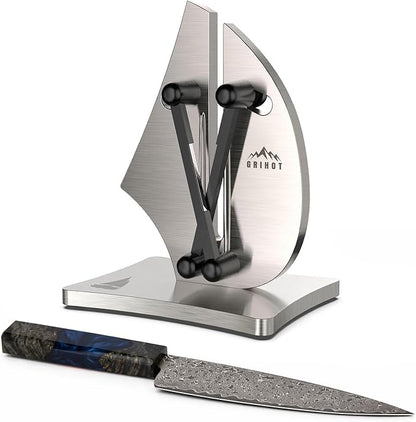 VN3 Professional Knife Sharpener | 3-Action Streamlined Sailboat Design for Effortless Knife Sharpening - The Ultimate Tool for Precision 11 to 21 Degree Angles (Upgrade Stainless Steel) by Grihot