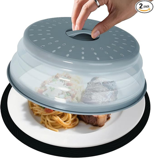 12" Large Microwave Splatter Cover & Silicone Mat, Foldable Food Cover and Raised Handle, BPA-Free Splatter Guard Lid, Multi-Purpose Heat-Resistant Mat for Pots,and Kitchen by MAGJIUKE