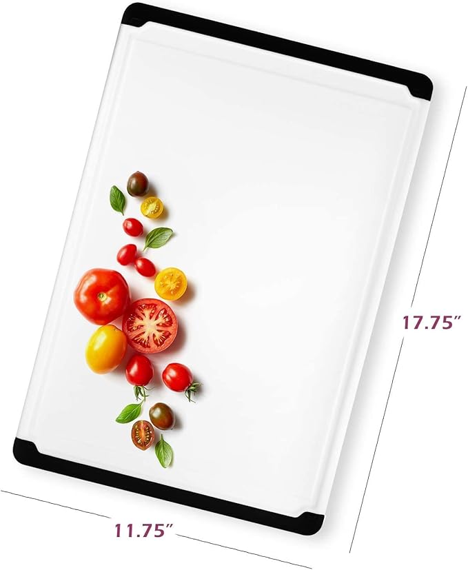 Extra Large Plastic Cutting Board for Kitchen - 18 Inch Dishwasher Safe Cutting Board, Reversible Chopping Board with Juice Groove + Non Slip Feet for Meat, Fruit, Vegetables, Meal Prep by Belwares - Image 3