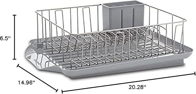 Farberware Classic 3-Piece Dish Drying Rack Set for Kitchen Counter, Gray - Rust-Resistant Wires, Self-Draining Board, Flatware Caddy, Non-Slip Feet - Image 9