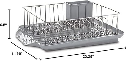 Farberware Classic 3-Piece Dish Drying Rack Set for Kitchen Counter, Gray - Rust-Resistant Wires, Self-Draining Board, Flatware Caddy, Non-Slip Feet - Image 9