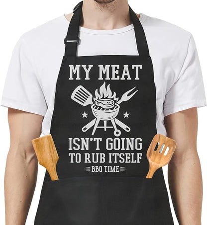 SANDJEST Funny Mens Aprons with Pockets for BBQ Grilling Cooking Grandpa Husband Apron for Birthday Christmas Father's Day