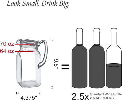 Amazing Abby - Quadly - Plastic Pitcher (64 oz, 2 Quart), Clear Water Pitcher with Lid, Fridge Jug, BPA-Free, Shatter-Proof, Great for Iced Tea, Sangria, Lemonade, Juice, Milk, and More - Image 4