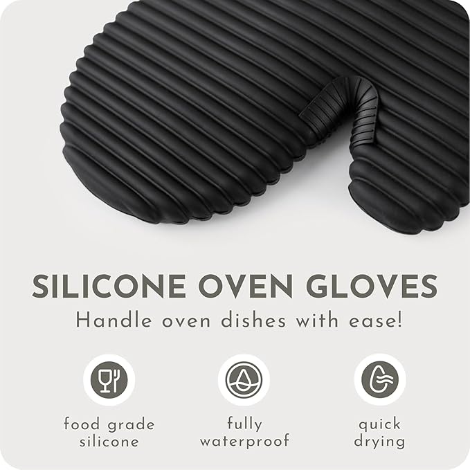Extra Long Silicone Oven Mitts and Pot Holders Sets | Heat Resistant 500°F BPA-Free Food Grade Silicone Hot Pads & Kitchen Mittens | 4-Piece Set of Oven Gloves & Potholders for Kitchens. - Image 6