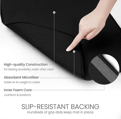 Bellemain XL Dish Mat Microfiber Dish Drying Mat, Super absorbent (Black, 17" x 24") - Image 2