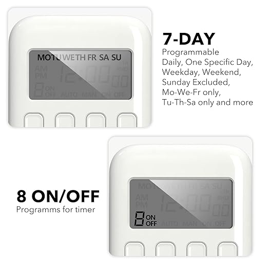 BN-LINK Indoor Digital Timer Outlet, Single Outlet 7 Day Programmable Light Switch, 3 Prong Plug in Timers for Electrical Outlets, Lamps, Fans, 8 On/Off Programs, 1 Pack, 15A/1875W, ETL Listed - Image 4