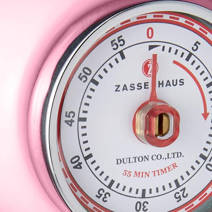 Zassenhaus Magnetic Retro Kitchen Timer, Classic Mechanical Cooking Timer (Pink) - Image 3