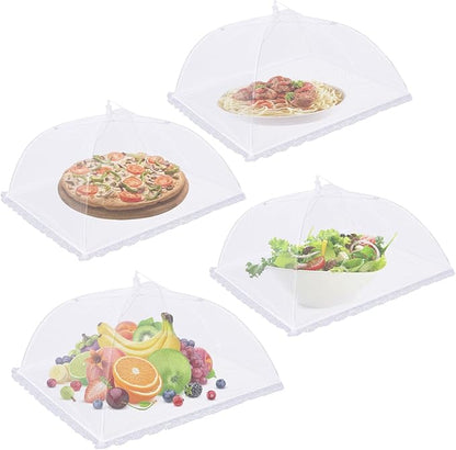 4 Pack Mesh Food Covers 14 inch, Large and Tall Food Covers, Pop-Up Mesh Food Covers Tent Umbrella for BBQs, Outdoors, Screen Tents, Parties Picnics by Rindion