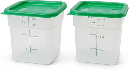 Cambro Food Storage Container with Lid (Microwave Safe and BPA-Free) - 2 Pack - Classic Series Square with Green Lid - 4 QT (Quart) - Commercial Grade for Food Prep (Translucent) - Image 5