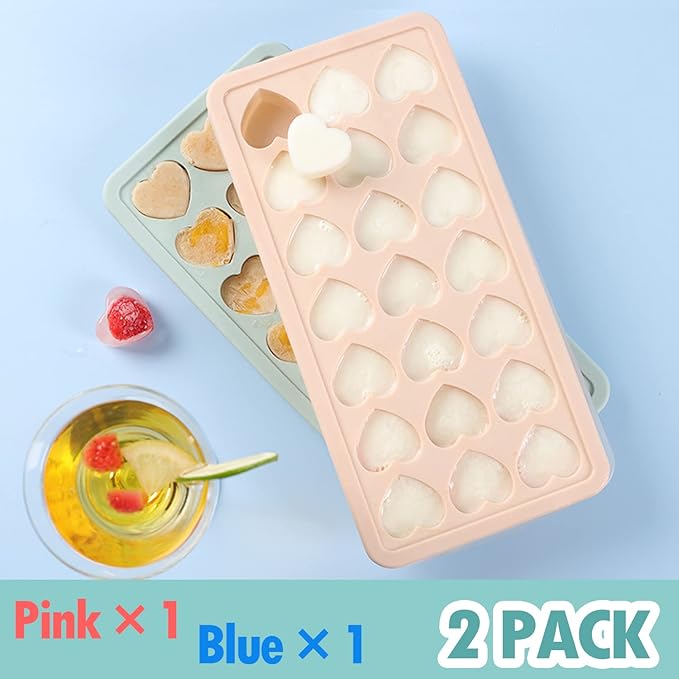 2 Pack Heart Shpaed Ice Cube Trays with Lids, 42 Holes Silicone Heart Ice Cube Molds for Whiskey, Cocktail, Fun Shapes Ice Cubes, Chocolate, Candle, Candy, Jelly, Jello - with Lids Bins - Image 7
