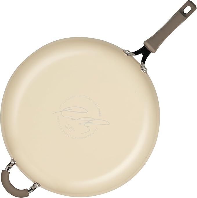 Rachael Ray Cook + Create Nonstick Frying Pan/Skillet with Helper Handle, 14 Inch - Almond - Image 11