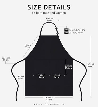 Syntus 12 Pack Bib Apron, Unisex Aprons Adjustable 100% Cotton with 2 Pockets Cooking Kitchen Aprons for Women Men Chef, BBQ Drawing Apron Bulk, Black - Image 2