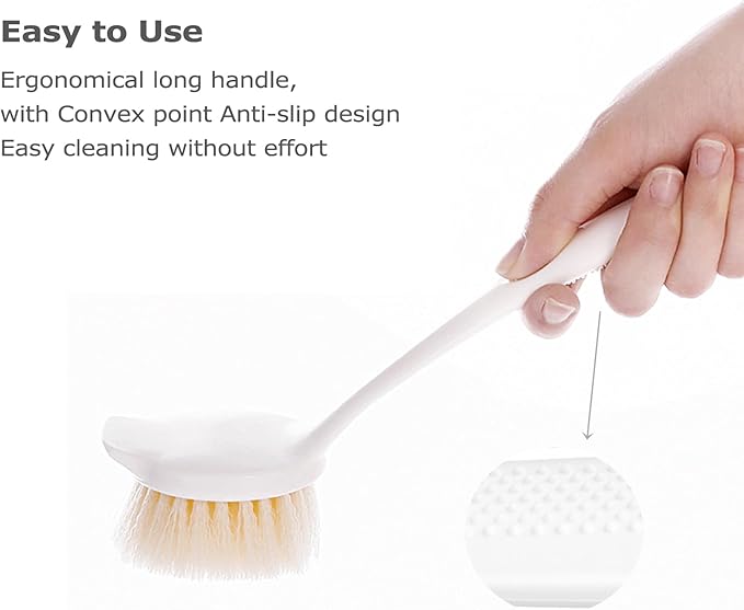 Facjoleco Dish Brush with Handle, Pot Brush, 2 Pack Kitchen Scrub Brushes for Cleaning, Dish Scrubber with Soft Bristles for Sink, Pots, Pans - Image 3