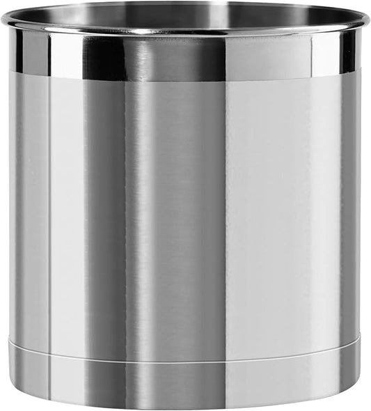 Oggi Stainless Steel Jumbo Utensil Holder - 7" Utensil Caddy, Weighted Base for Stability - Extra Large Utensil Crock and Countertop Utensil Organizer, Stainless Steel by OGGI