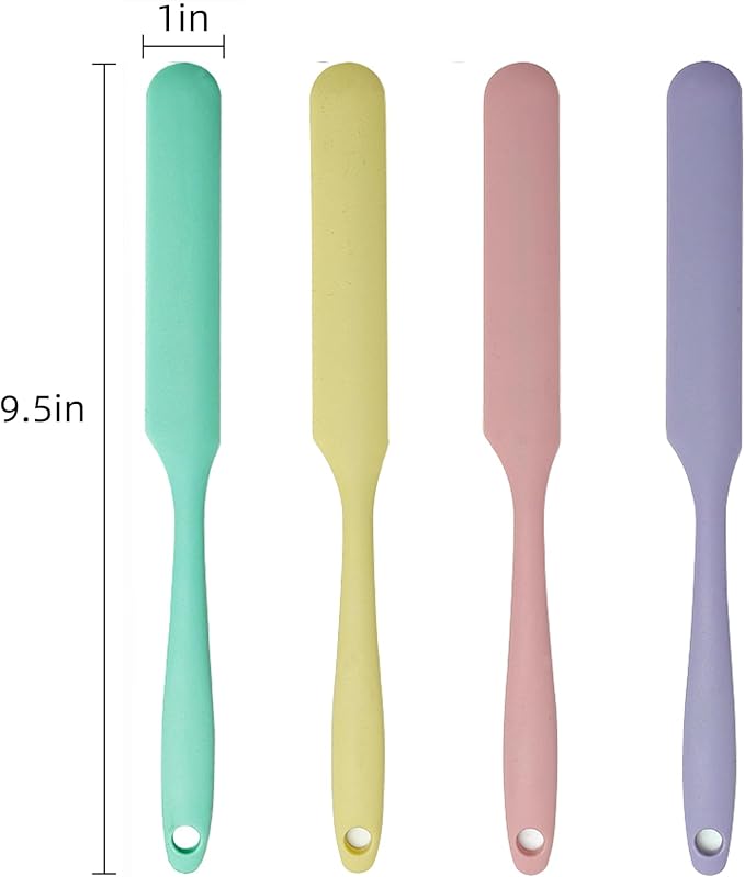 4 Pcs Silicone Jar Spatula Set - Long Handle Sourdough Scraper, Skinny Spatula for Jars, Bottles, and Containers, Non-Stick Heat Resistant Cake Cream Spatulas - Image 6