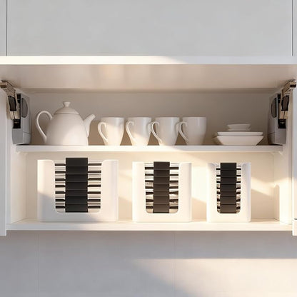 Food Container Lid Organizer for Rubbermaid Brilliances nap-on lids,Food Container Lid Organizer for Kitchen Cabinet (3-Piece) - Holds 24 Lids for 4.7 & 3.2 Cup,1.3 Cup,0.5 Cup Containers (White)