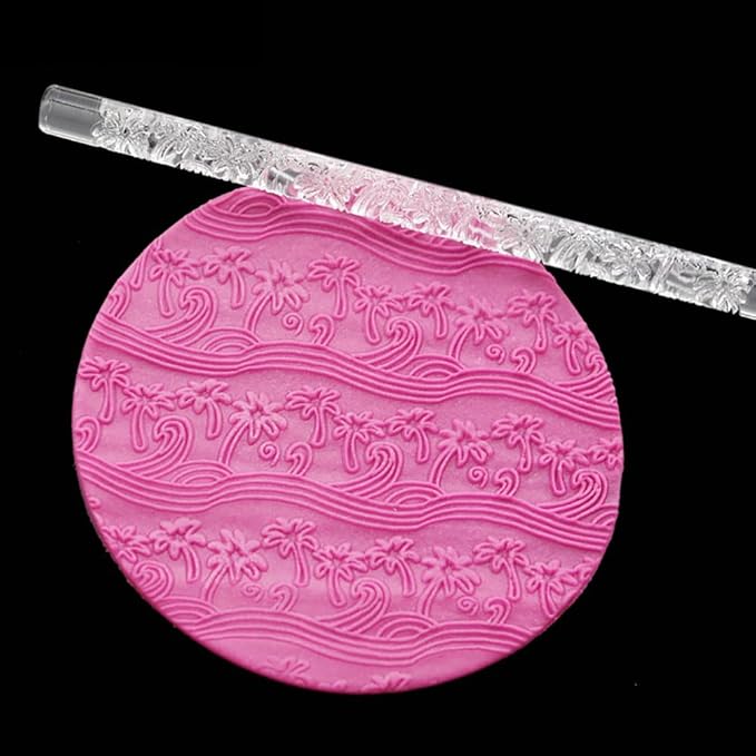 Rengue Acrylic Rolling Pin with 28 Patterns, Compliant Material, Comfortable Grip, 16 X 1 Cm, Lightweight for Dough and Pastry Acrylic Rolling Pin with 28 Patterns, Nan Kitchen (#22)