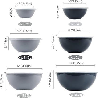 BoxedHome BPA Free Plastic Round Mixing Bowl with Lids, 12 Pack Nesting Bowls with Lids Set, Microwave and Dishwasher Safe Prep & Serving Bowls Great for Mixing, Baking, Serving (Haze Blue, 12pcs) - Image 3