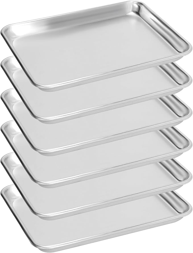 6 Pack Quarter Size Baking Sheet Pan, Aluminum Commercial Cookie Sheet Pan, Durable & Anti-Stick 13”x 10” by FSUON