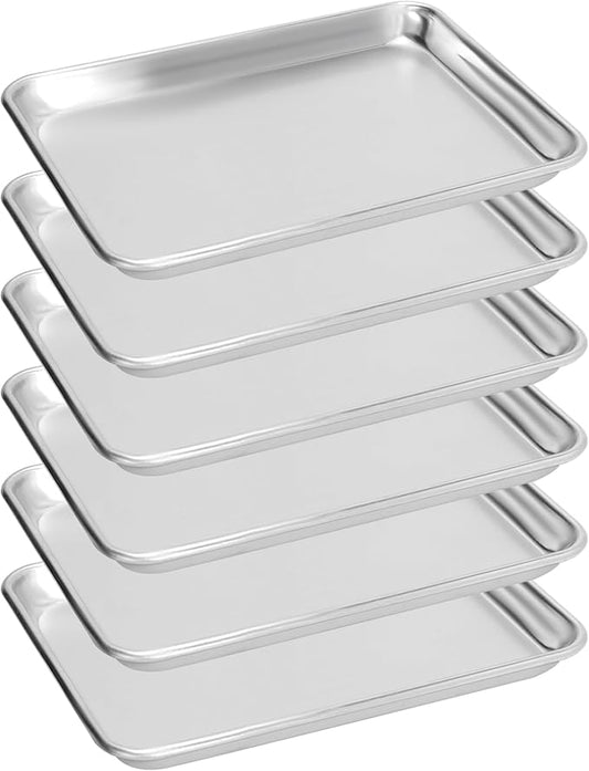 6 Pack Quarter Size Baking Sheet Pan, Aluminum Commercial Cookie Sheet Pan, Durable & Anti-Stick 13”x 10” by FSUON