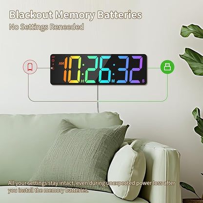 VOCOO 15.7" Large Digital Wall Timer with 99H Countdown, Count Up, Clock and Remote Control, 18 Colors RGB Wall Clock for Office, Home Decor, Kitchen, Living Room, Gym, Classroom