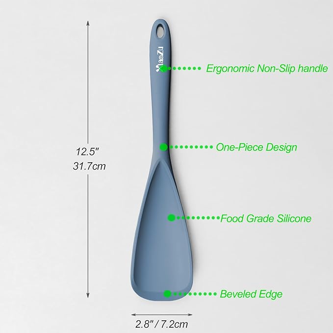 Silicone Spatula Spoon, Great for Both Cooking and Serving Durable BPA-Free Matte Black Silicone, Seamless Design, Safe for Nonstick Cooking Surfaces, 2-Pcs, Starry Blue - Image 2