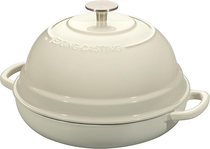 EDGING CASTING Enameled Cast Iron Dutch Oven Pot with Lid, Round Bread Oven for Homemade Sourdough Bread Baking, 6 Quart, White - Image 2