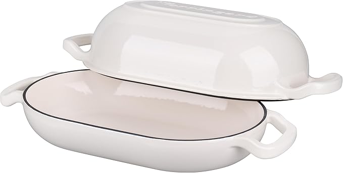 VORRINGARD Enameled Cast Iron Sourdough Bread Oven, Dutch Oven, Loaf Cast Iron Bread Pan for Homemade Bread Baking, Meatloaf Pan with Lid, 5QT, White - Image 5