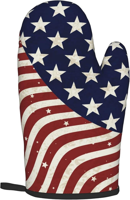 Patriotic Oven Mitts - American Flag Kitchen Mitts Pot Holders 4th of July Hot Mitts Independence Memorial Day Hot Pads Sets of 2 for Cooking Baking Grilling - Image 8