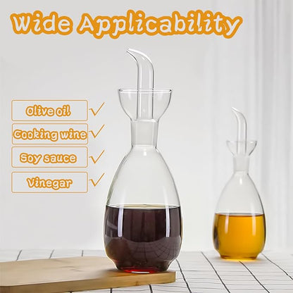 Affogato Glass Oil Bottle with Spout, Olive Oil Dispenser Vinegar Drizzler Pourer Stopper Pot, Soy Sauce Vinegar Cruet Non Drip Heat-Resistant for Cooking Kitchen Restaurant BBQ (20 oz)