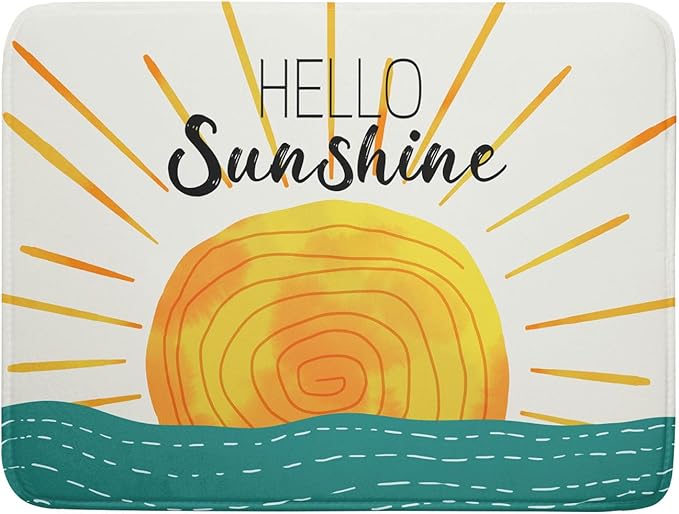 Summer Seaside Sunset over Sea Dish Drying Mat for Kitchen Counter,Hello Sunshine Drying Mat 18 x 24 Inch with Absorbent Reversible Microfiber Drying Pad for Coffee Bar by Anyako