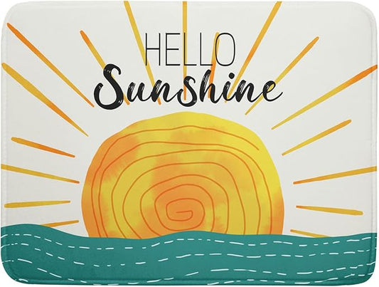 Summer Seaside Sunset over Sea Dish Drying Mat for Kitchen Counter,Hello Sunshine Drying Mat 18 x 24 Inch with Absorbent Reversible Microfiber Drying Pad for Coffee Bar by Anyako