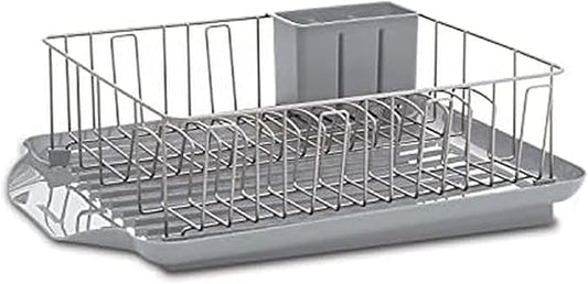 Farberware Classic 3-Piece Dish Drying Rack Set for Kitchen Counter, Gray - Rust-Resistant Wires, Self-Draining Board, Flatware Caddy, Non-Slip Feet by Farberware