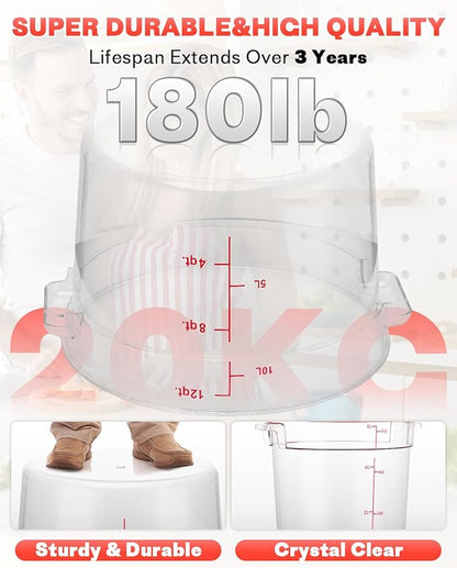 2QT NSF Food Storage Containers: 8 PCS [Food Grade][Hot&Cold Resistant] Commercial Clear Round Food Storage Containers with Scales Handles for Home Restaurant Kitchen Proof Dough(BPA FREE) - Image 7