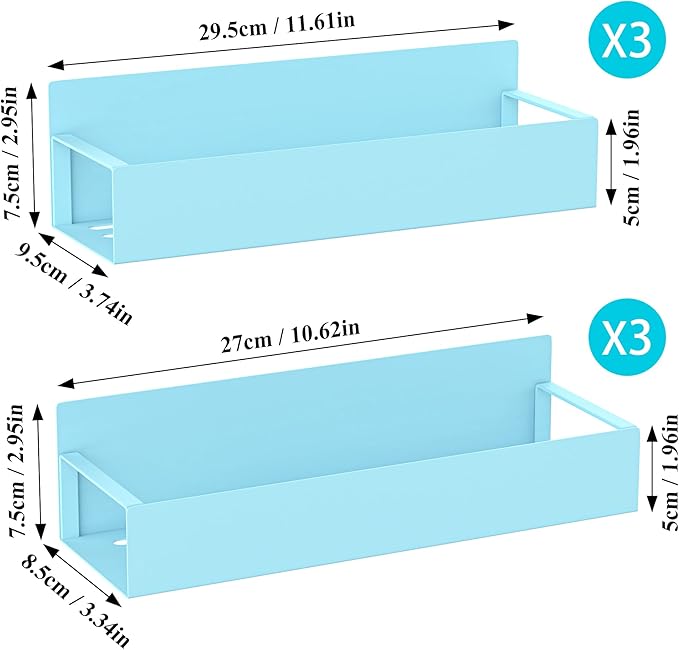 HuggieGems 6 Pack Magnetic Spice Storage Rack Organizer for Refrigerator and Oven, Blue Fridge Organizers and Storage - Image 7