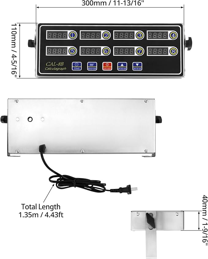 QWORK Digital Kitchen Timer - 8-Channel Multi-Timer with Waterproof Panel, Adjustable Volume - Image 7