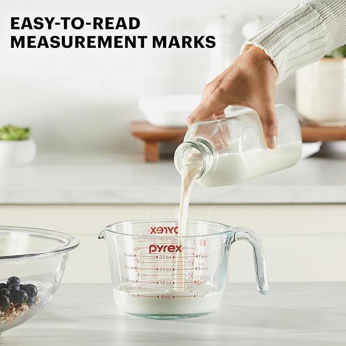 Pyrex Essentials (2-Pack) Glass Measuring Cups Set, (1 & 2 Cup) Measuring Cups For Prepping, Baking and Cooking, Preheated Oven, Dishwasher, Freezer, and Microwave Safe - Image 3
